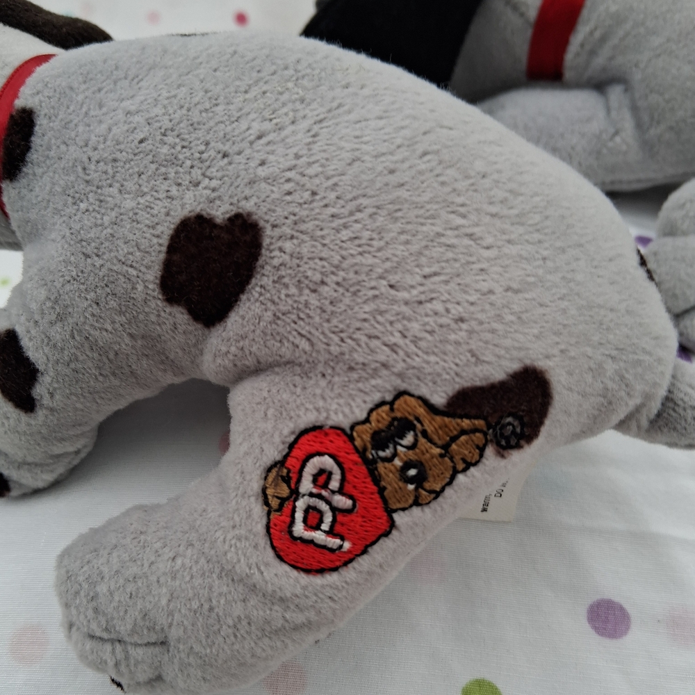 2 Vintage Tonka Pound Puppies Plush 8" Gray Dog/Brown Spots Gray Dog/Black Ears - Picture 3 of 8